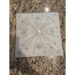 Atomic Snowflake Starburst Ceiling Light White Bent Glass 12" Square MCM